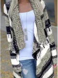 Asymmetric Hem Snap Front Printed Cardigans