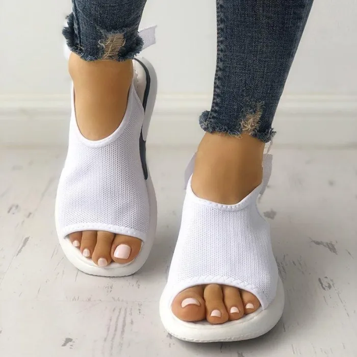 Women Mesh Fabric Sandals Casual Breathable Bowknot Embellished Shoes