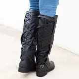 Black PU Chunky Heel Zipper Casual Winter Boots
