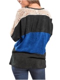 Paneled Vintage Floral-embroidered Long Sleeve Blouse & Shirts