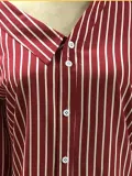 Casual Cold Shoulder Asymmetric Neck Striped Shirt