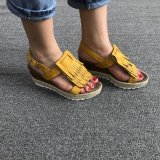 New Women Fashion Fringed Wedge Sandals Tassel Artificial Leather Summer Shoes