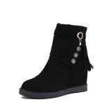 Women Spring/Fall Daily Zipper Nubuck Flat Heel Boots