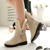 Womens Casual Round Toe Pu Snow Boots