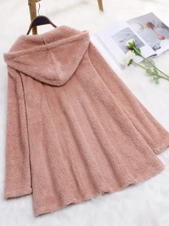 Long Sleeve Solid Cashmere Casual Hoodies