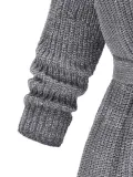 Gray Casual Knitted Solid Shift Outerwear