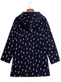 Cat Printed Hoodie Coat