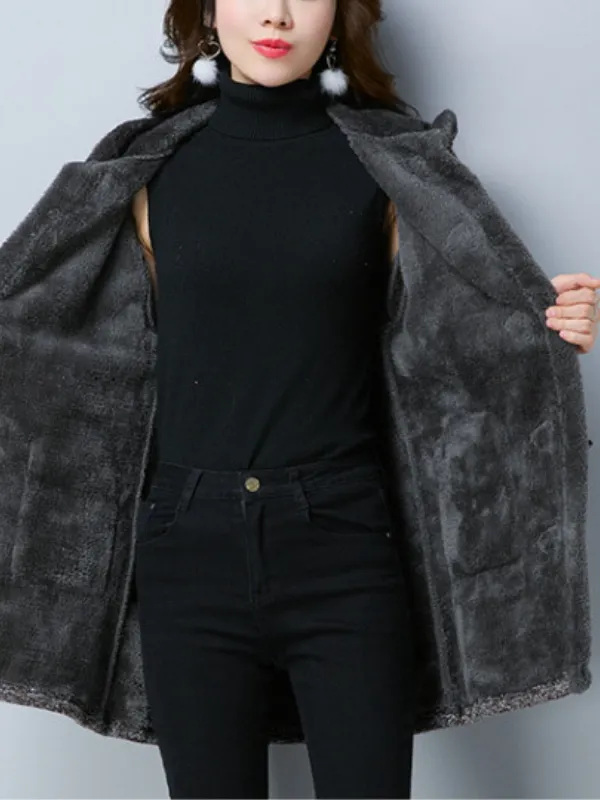 Warm Cotton Appliqued Hoodie Long Sleeve Outdoor Coat