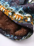 Multicolor Printed Long Sleeve Hoodie Coat