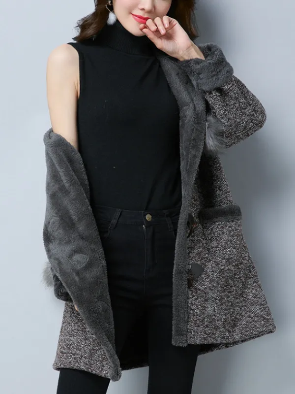 Warm Cotton Appliqued Hoodie Long Sleeve Outdoor Coat