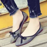 Women Bowknot  Sparkling Glitter Flats Casual Comfort Slip On Shoes
