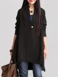 Buttoned Solid Cotton Ponchos & Cape