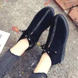 Women Flocking Booties Casual Comfort Zipper Shoes