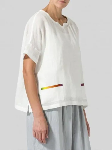 Casual Plus Size Short Sleeve Round Neck Solid Tops