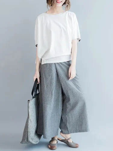 Striped Casual Pockets Pants