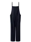 Pockets Linen Casual Loose Solid Plus Size Jumpsuits
