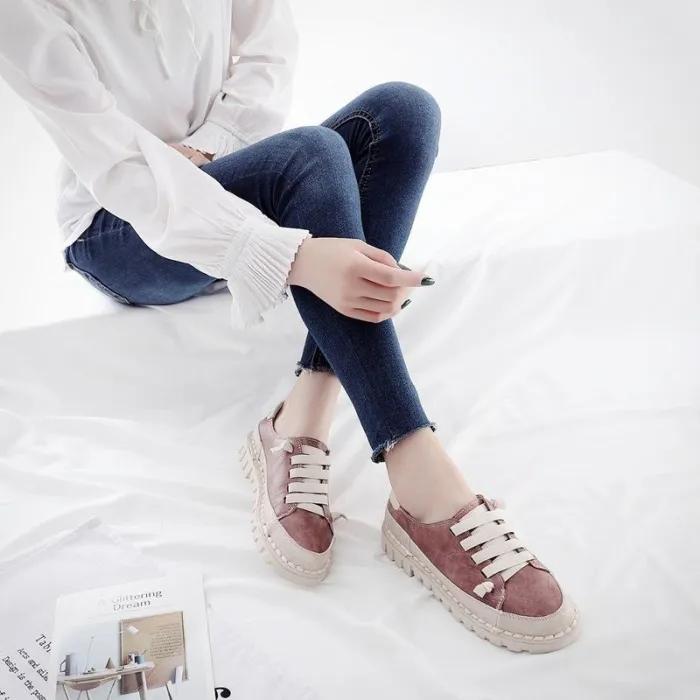 Women Spring/Fall Lace-up Daily PU Loafers