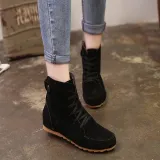 Round Toe Women Ankle Lace-Up Boots