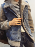 Two Piece Cotton-Blend Plus Jeans Jacket Casual Coat