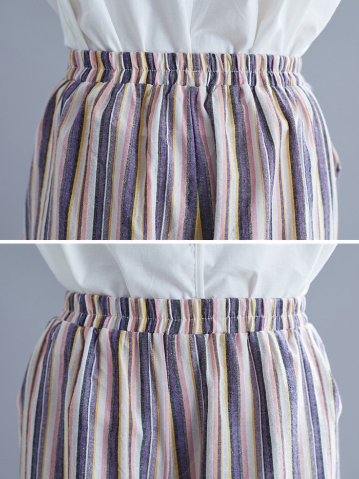 Plus Size Women Striped Casual Wide Leg Pants