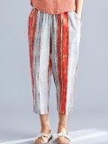 Plus Size Women Striped Casual Pants