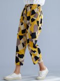 Plus Size Women Vintage Square Floral Casual Pants