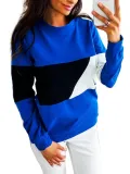 Casual Polyester Color-block Solid Sweatshirt