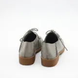 Gray PU Lace-up Spring/Fall Daily Chunky Heel Loafers