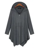 Long Sleeve Hoodie Cotton Casual Asymmetric Zipper Hoodies