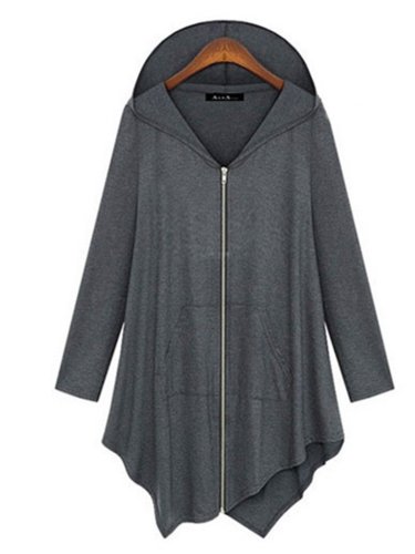 Long Sleeve Hoodie Cotton Casual Asymmetric Zipper Hoodies