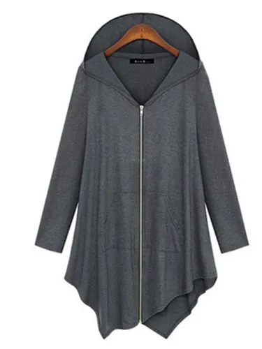 Long Sleeve Hoodie Cotton Casual Asymmetric Zipper Hoodies
