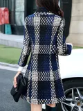 Tweed Long Sleeve Plus Size Woven Coat
