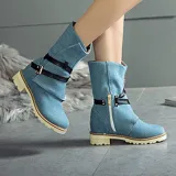 Women Plus Size Chunky Heel Adjustable Buckle Spring/Fall Boots