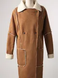 Women Long  Sleeve Casual Faux Leather Beaded Coats