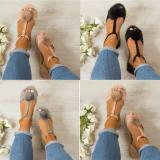 Plus Size Peep Toe Adjustable Buckle Sandals