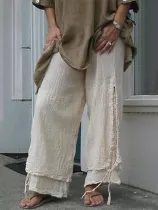 Plus Size Women Linen Casual Pants Solid Cotton Summer Bottoms