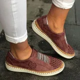 All Season Pu Flat Heel Sneakers