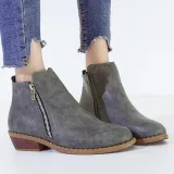 Women Ankle Boots Casual Chic Zipper Boots Artificial Leather Leopard Booties