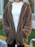 Long Sleeve Fleece-lined Hoodie Cute Coat