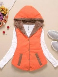 Coral Velvet Sleeveless Solid Cotton Hoodie Appliqued Vest