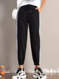 Plus Size Women Striped Plain Casual Pants