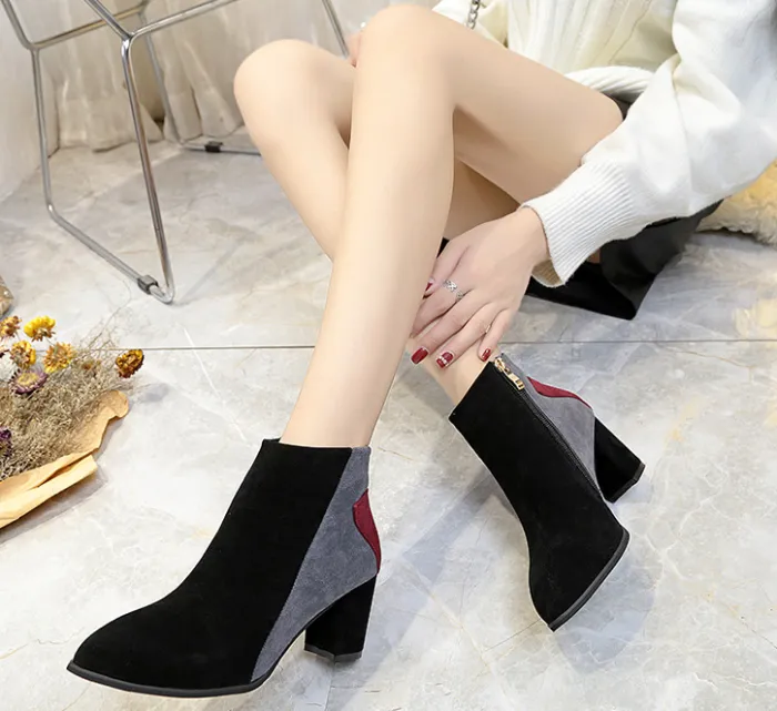Nude Date Faux Suede Applique High Heel Boot