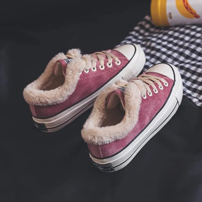 Women Athletic Faux Suede Lace-up Spring/Fall Flats Casual Winter Booties