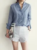 Casual Long Sleeve Loose Linen Blouse
