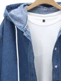 Casual Hoodie Denim Buttoned Coat