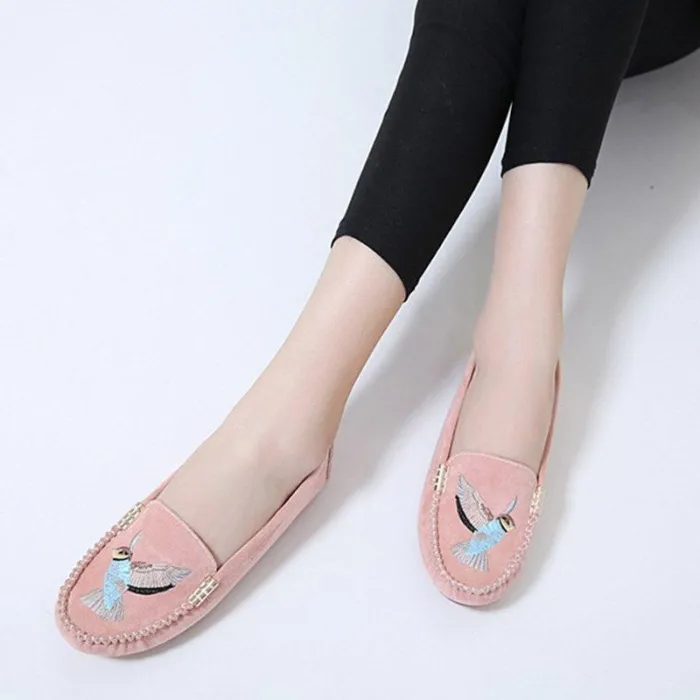 Women Artificial Suede Flats Casual Comfort Slip On Shoes