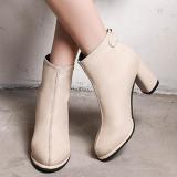 Women Winter Comfy Warm Lined Zipper Chunky High Heel Short Boots