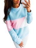 Casual Polyester Color-block Solid Sweatshirt