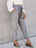 Smoke Gray Cotton-Blend Casual Solid Pants