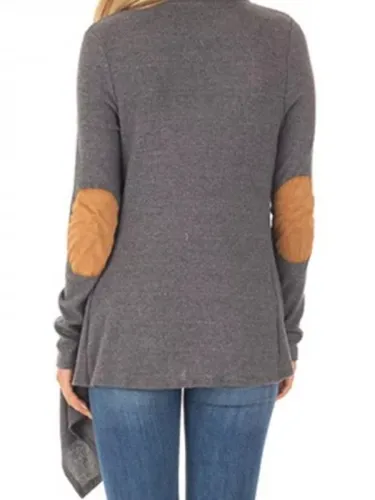 Gray Solid Casual Asymmetrical Patch Coat